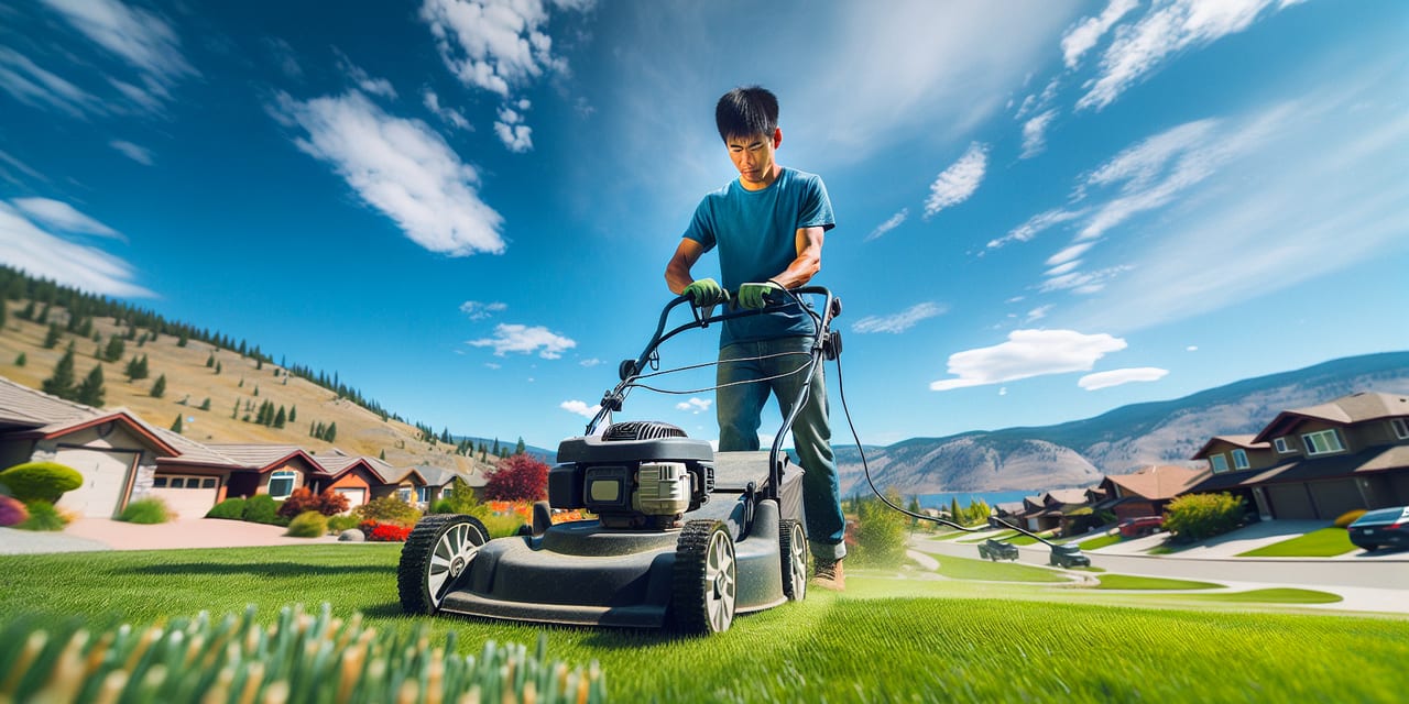 Vernon residential yard in early spring ready for seasonal maintenance