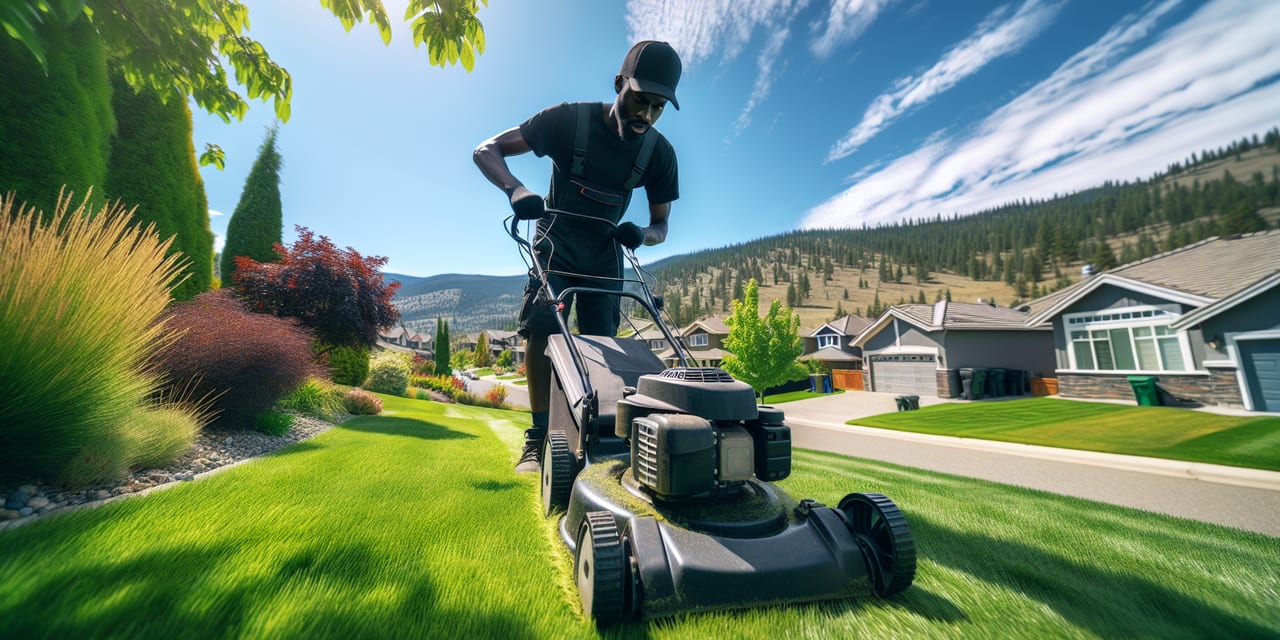 Lawn Care work at a residential property in Kelowna BC