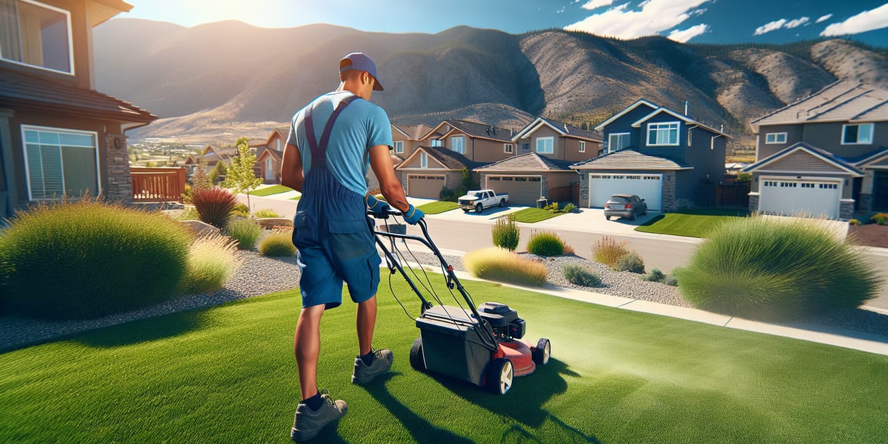 Lawn Care work at a residential property in Lake Country BC