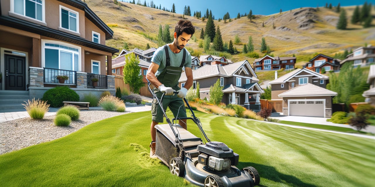 Lawn Care work at a residential property in West Kelowna BC