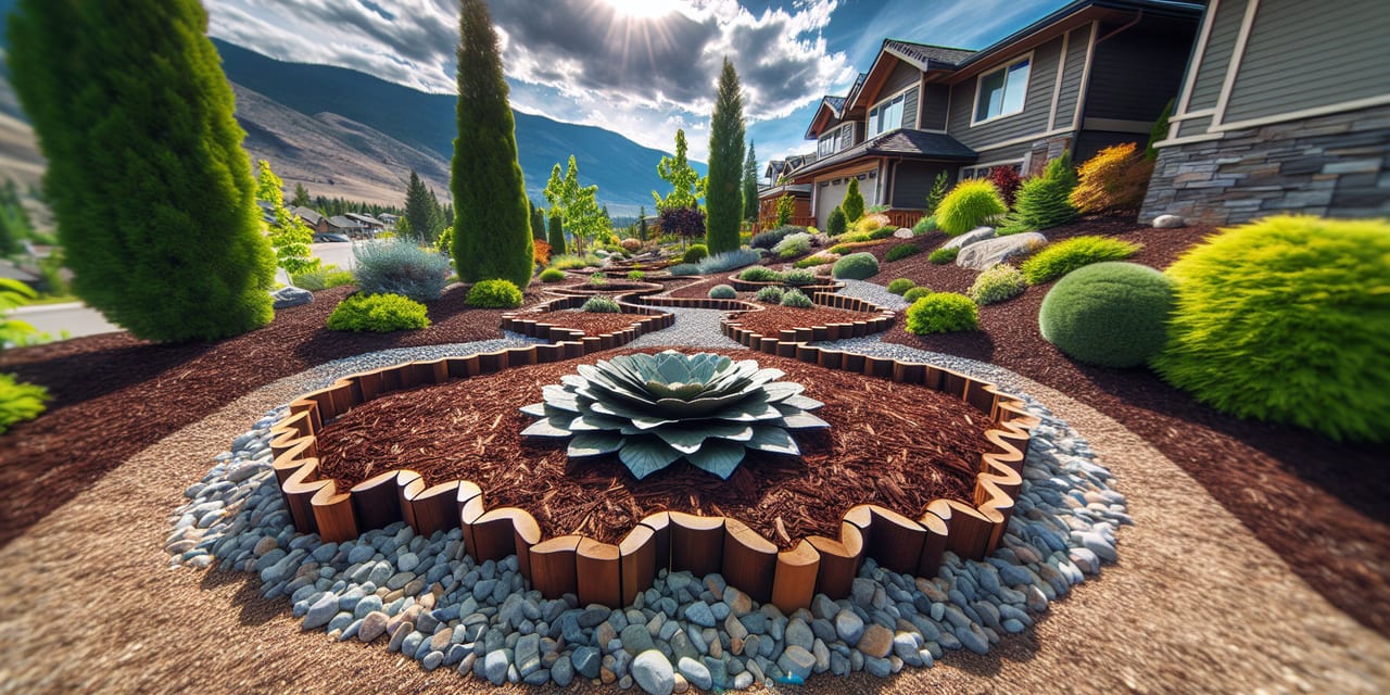 Salmon Arm residential yard in early spring ready for seasonal maintenance