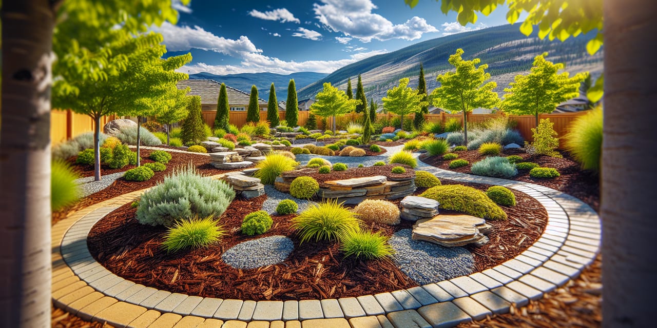 Mulch & Drainage Rocks work at a residential property in Kelowna BC