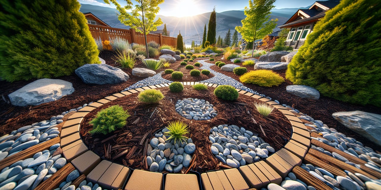 Mulch & Drainage Rocks work at a residential property in Penticton BC