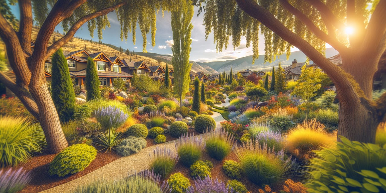 Lake Country residential yard in early spring ready for seasonal maintenance