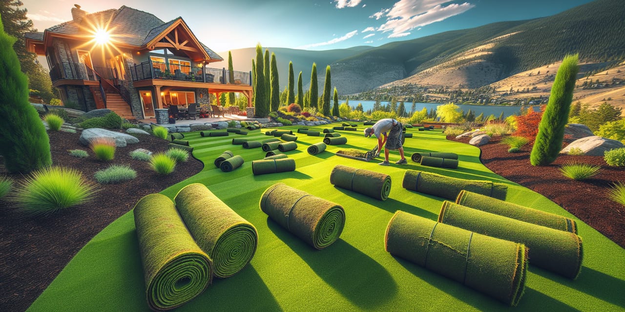 Lake Country residential yard in early spring ready for seasonal maintenance