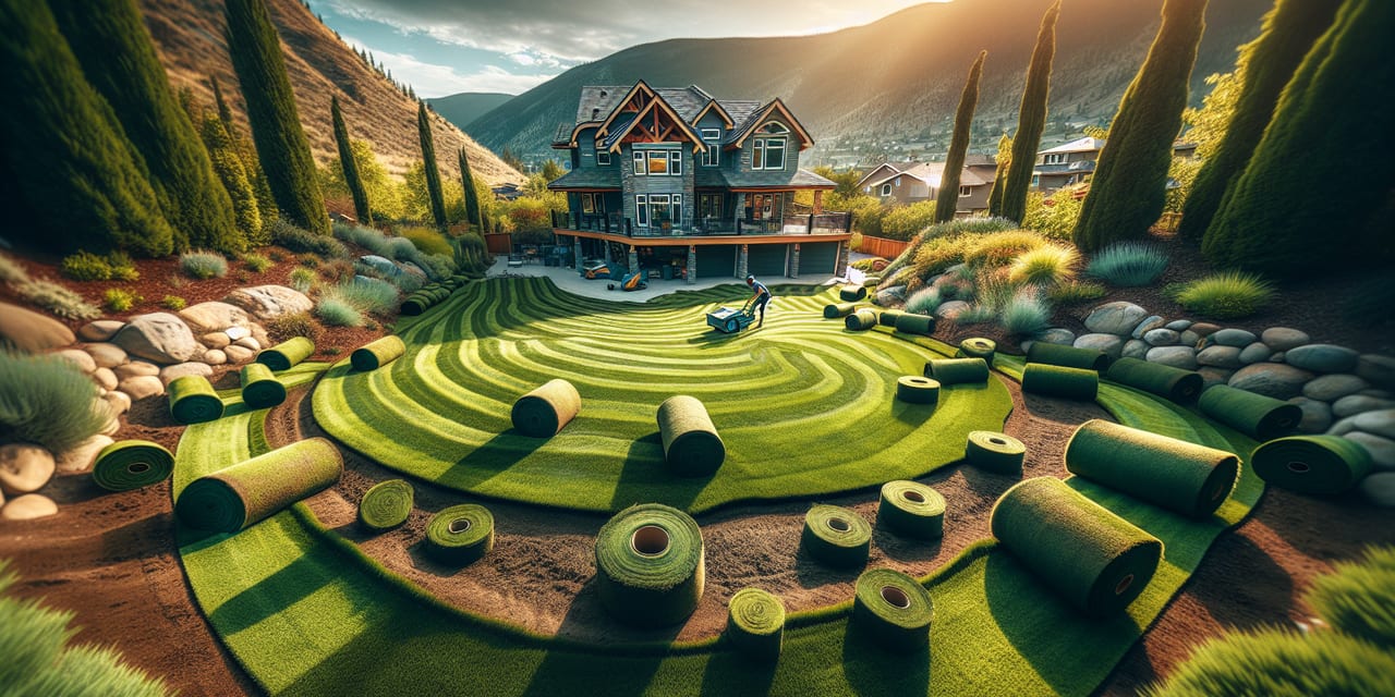 Penticton residential yard in early spring ready for seasonal maintenance