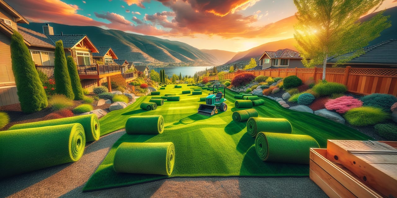 Salmon Arm residential yard in early spring ready for seasonal maintenance