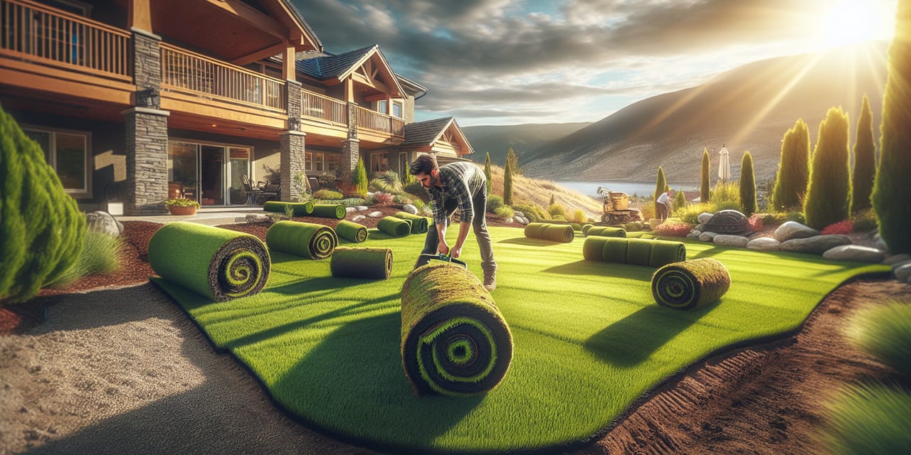 Vernon residential yard in early spring ready for seasonal maintenance