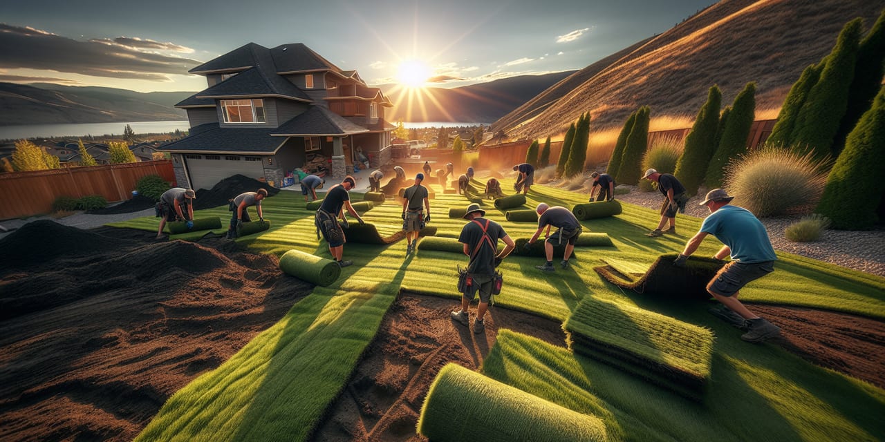 Sod Installation work at a residential property in Peachland BC
