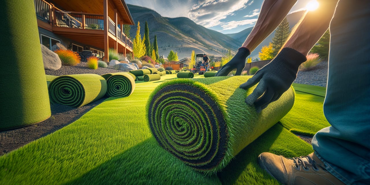Sod Installation work at a residential property in West Kelowna BC