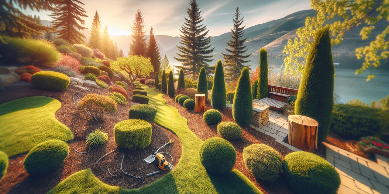 Yard Maintenance work at a residential property in Vernon BC